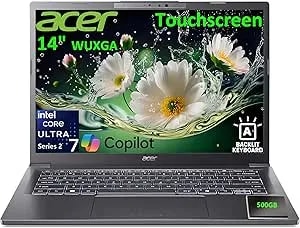 Acer Aspire 14 Laptop Computer, Intel Core Ultra 7 258v, 32gb lpddr5x, 1tb Ssd, 500gb External Hdd, 14" Wuxga Ips Touchscreen, Ai Copilot+ Pc, Wifi 6e, Backlit Keyboard, Windows 11 Home, Slate