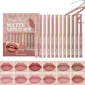 Baorder 12pcs Creamy Matte Lip Liner Pencil Set For Women - Waterproof Long Lasting Color Lipstick,Soft Pink,Lip Filler Liner,Perfect Pout Gel Makeup Kit