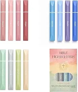 Sixhaven Bible Highlighters No Bleed, Variety Pack Of 12 Pastel Highlighters, 3 Gift Box Sets, Chisel Tip Bible Study Markers, Christian Journaling Supplies, Hope Faith Grace Love, For Women & Men