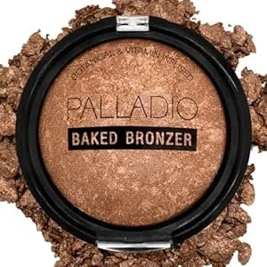 Palladio Baked Bronzer, Highly Pigmented And Easy To Blend, Shimmery Bronzed Glow, Use Dry Or Wet, Lasts All Day Long, Provides Rich Tanning Color Finish, Powder Compact, Illuminating Tan
