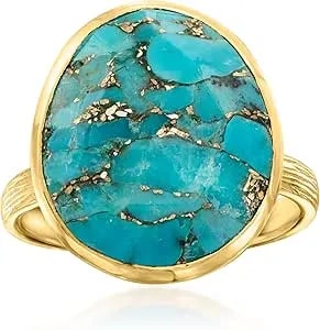Ross-Simons Turquoise Ring In 18kt Gold Over Sterling