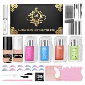 Lash Lift Color Kit Black Eyelash Perm Kit With Lash Lift Glue, Instant Curled And Voluminous Coloring With Black Hair Colors, Complete Tools For Salon Home