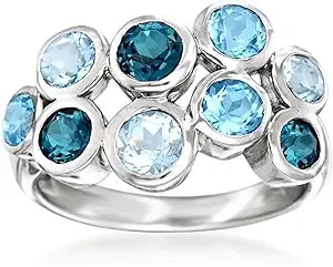 Ross-Simons 2.50 Ct. T.W. Tonal Blue Topaz Bubble Ring In Sterling Silver
