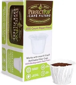 Perfect Pod Café Filter Paper Liners For Reusable K-Cup Coffee Pods, 100 Ct - 100% Biodegradable Paper, Fits Most Refillable Coffee Pods, Traps Sediment And Oils For Smoother Coffee And Easy Cleanup