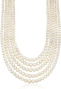 Ross-Simons 4-8.5mm Cultured Pearl 5-Strand Layered Necklace With Sterling Silver