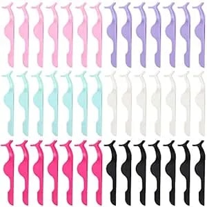 Honoson 42 Pieces False Eyelashes Applicator Tool Plastic Eyelash Extension Tweezers Fish Tail Clip Eyelash Auxiliary Remover Clip For Women Girls Lash Application And Removal Makeup Tools, 6 Colors