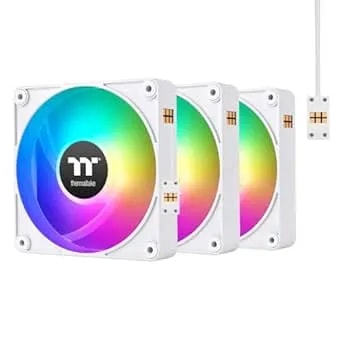Thermaltake ct120 Ex Argb Reverse Pc Cooling Fan White (3-Fan Pack), Magnetic Connection, 5v Motherboard Sync, 16.8 Million Colors 9 Addressable Leds, 120 Mm Case/Radiator Fan, Cl-f194-pl12sw-A