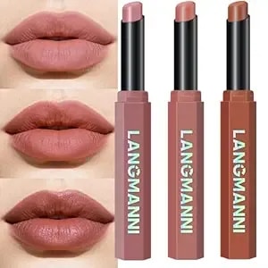 Jolilab 3pcs Velvet Matte Lipstick Nude Matte Soft Dark Color Stick High Pigmented Long-Lasting Waterproof Lip Stick Lip Balm Beauty Cosmetics Gift For Women(Curated #1+6+8)