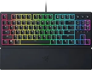 Razer Ornata v3 Tkl Gaming Keyboard: Low Profile Keys - Mecha Membrane Switches - Uv Coated Keycaps - Backlit Media Keys - 8 Zone Rgb Lighting - Spill Resistant - Magnetic Wrist Wrest Snap Tap