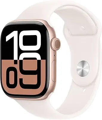 Apple Watch Series 10 [Gps 46mm Case] Smartwatch With Rose Gold Aluminum Case With Light Blush Sport Band - M/L. Fitness Tracker, Ecg App, Always-On Retina Display, Water Resistant