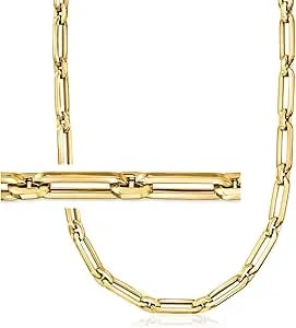 Ross-Simons Italian 14kt Yellow Gold Alternating Paper Clip Link Necklace