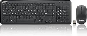Lenovo 300 Wireless Combo Keyboard And Mouse, 2.4 Ghz Nano Usb-A Receiver, Batteries Included
