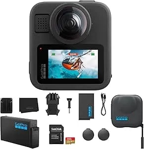 Gopro max2 360 Action Camera - Waterproof True 8k Video Camera With Enduro Rechargeable Battery, 128gb Extreme Uhs-I Microsdxc Memory Card And Sd Adapter Protective Case For max2 - Bundle Kit