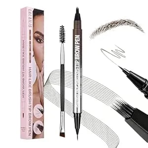 Calailis 2-In-1 Eyebrow Pencils For Women, Dual-Ended Liquid Eyebrow Pencil With Microblading 4d And Precise Brush-Tip, Waterproof Stay On All Day, Create Natural Hair-Like Brows (Brown)