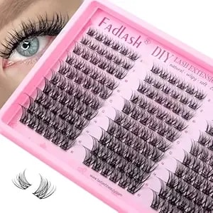 Fadlash Lash Clusters Naural D Curl Eyelash Clusters Extensions 8-16mm Diy Individual Cluster Lashes Eyelash Extension With Soft Thin Band For Self Use(dv02,8-16mm)