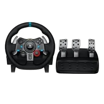Logitech G29 Driving Force Racing Wheel And Floor Pedals, Real Force Feedback, Leather Steering Wheel Cover For PS5, PS4, PC, Mac - Black (Renewed)