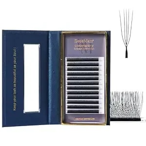 Decemars 5d U Shaped Eyelash Extensions Easy Fan Russian Volume Crisscross Eyelashes W Lashes Natural Soft Handwoven False Eye Lashes Mesh Wispy Clusters (Matte Black-0.07mm-L+, 8-14mm Mix)