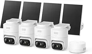 Eufy Security Eufycam c37 4-Cam Kit, Security Cameras Wireless Outdoor, 360° Pan And Tilt Auto Tracking, 2k Solar Powered, Human/Vehicle/Pet/Face Ai Detection, No Monthly Fee, Built-In Local Storage