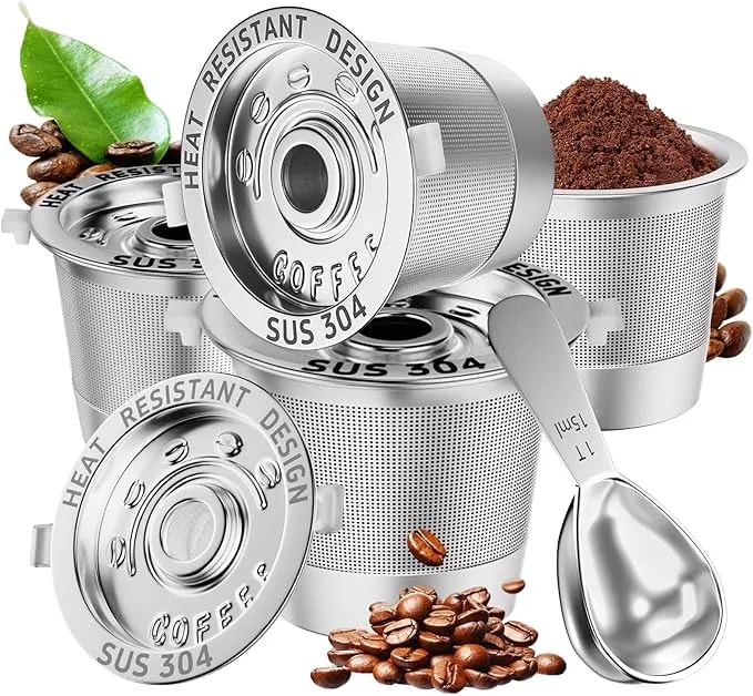 4 Pack Reusable K Cups Coffee Pods For Keurig 1.0 - Bpa-Free, Sus 304‌, Scoop, Heat Resistant Handles