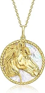 Ross-Simons Mother-Of-Pearl Horse Pendant Necklace In 18kt Gold Over Sterling. 18 Inches
