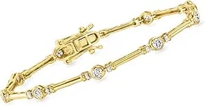 Ross-Simons 1.00 Ct. T.W. Bezel-Set Lab-Grown Diamond Station Bracelet In 18kt Gold Over Sterling
