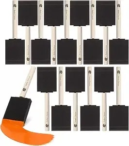 Bates- Foam Paint Brushes, 2 Inch, 16 Pack, Wooden Handle - For Painting, Staining, Varnish, Glue Application And Diy Crafts On Wood, Metal