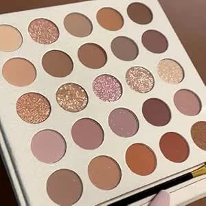 Luxury 25-Color Professional Eyeshadow Palette, Nude Neutrals With Shimmer And Matte Shades, Dual-Ended Brush, Long-Lasting Formula