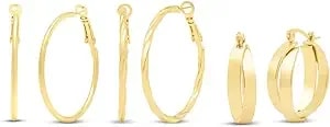 Martha Stewart Everyday Gold Large Hoop Earrings Set Of 3