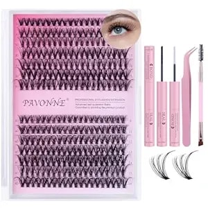 Cluster Lash Kit, 280pcs, D Curl, 9-16mm - Diy Eyelash Extension Set, Bond & Seal Included, Tweezers Included, Lash Brush Included, Natural Volume Look