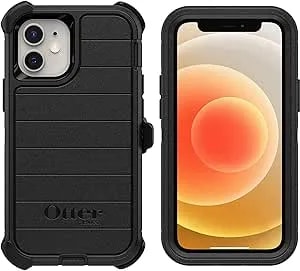 Otterbox Defender Screenless Series Rugged Case & Belt Clip Holster For Iphone 12 Mini (Only) Retail Packaging - Black - With Microbial Defense