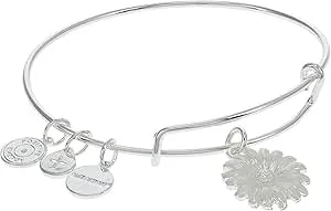 Alex And Ani White Daisy Charm Bangle Bracelet