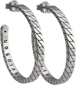 Harley-Davidson Women'S Flat Chain Large Hoop Earrings - Stainless Steel