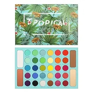 Docolor Eyeshadow Palette Shimmer Matte Highly Pigmented Eye Shadow Natural Warm Glitter Long Lasting Waterproof, Professional Contour & Highlight Powder Tropical Makeup Palette (34 Color)