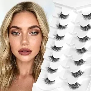 Bepholan Half False Eyelashes Natural Look 3d Cat Eye Lashes 7 Pair Thin Soft Clear Band Cat Eye Lashes Fluffy Faux Mink Eyelashes Easy To Apply(bh306)