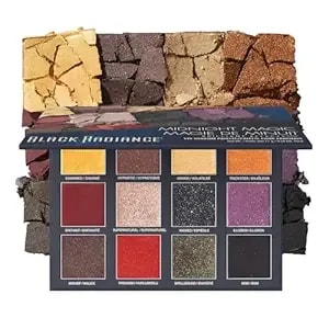 Black Radiance Brilliant Effects Eye Shadow Palette, 12 Intense Ultra Pigmented Powder, Buildable & Blendable Versatile Matte To Shimmer Finishes, Cruelty-Free & Vegan - Midnight Magic