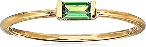 Amazon Collection 18k Yellow Gold Plated Sterling Silver Emerald Colored Cubic Zirconia May Fashion Stackable Ring, Size 9
