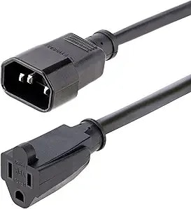 Startech.Com 3ft (1m) Power Extension Cord, Iec 320 c14 To Nema 5-15r, 10a 125v, 18awg, Computer Power Extension Cord, Ac Outlet Extension Cable For Network Equipment (1415r-3f-Power-Cord)