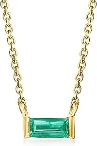 Pure Collection By Ross-Simons 0.10 Carat Emerald Necklace In 14kt Yellow Gold. 16 Inches