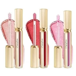 Depuplum 3pc Lipsticks Set For Women Metallic Lipstick Long Lasting Dark Red Pink Burgundy Lip Gloss, Metal Shine Lightweight Hydrating Full Coverage Lip Color, dp101/104/108