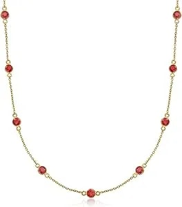 Ross-Simons 3.10 Ct. T.W. Ruby Station Necklace In 18kt Gold Over Sterling