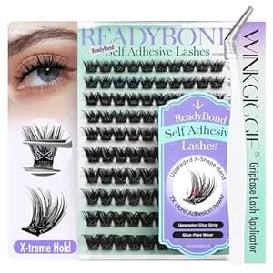 Self Adhesive Lash Clusters 100pcs No Glue Needed Reusable Pre-Glued Lashes Diy Eyelash Extensions For Beginners By Winkgiggle （Volume-Mixed）