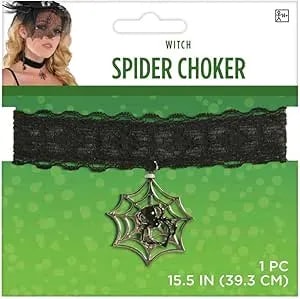 Amscan Witch Spider Web Choker - 15 1/2", Black/Silver - 1 Pc.