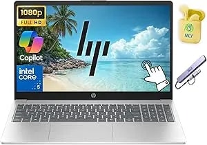 HP 15.6" FHD Touchscreen Business Laptop Computer, Intel 10-Core i5 Processor, 16GB RAM 1TB Storage (512GB SSD+512GB Docking Set), Windows 11, Numeric Keypad, NLY Earphones, Natural Silver