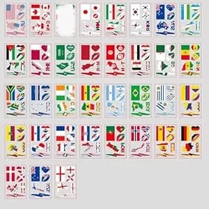 World Flag Temporary Tattoos 35 Styles Country Flags Face Tattoos World Flag Fake Tattoos Stickers Multicultural Travel Aviation Stickers Waterproof Lips Face Tattoo For Women 35sheets