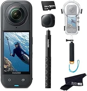 insta360 x4 Air Dive Bundle - Lightest 8k 360 Action Camera For Epic Adventures, Replaceable Lenses, For Action, Vlogging - Bundle Includes Dive Case, Selfie Stick, Floating Grip, Lens Cap(256gb)