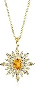 Ross-Simons 1.85 Carat Citrine And .87 Ct. T.W. White Topaz Starburst Pendant Necklace In 18kt Gold Over Sterling. 18 Inches