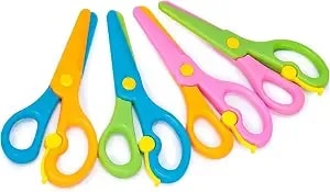 Lovestown 4pcs Toddler Safety Scissors, Blunt Tip Scissor, Anti-Pinch - Preschool Training Art Supplies For Kids, Child Hand Eye Coordination Development, Playdough Tools Crafts Essentials