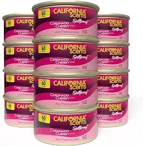 Can Air Freshener And Odor Neutralizer By California Scents, Set Of 12 Spillproof Cans For Home And Car, Coronado Cherry, 1.5 Oz Each