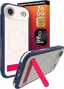 Zagg Sedona Snap Case With Kickstand For Iphone Air - Red Light & Blue, Drop Protection (13ft/4m), Multi-Layer Protection, With Camera Button, Magsafe Phone Case With Impact-Absorbing Bumpers