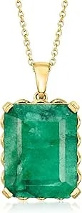 Ross-Simons 11.00 Carat Emerald Pendant Necklace In 18kt Gold Over Sterling. 18 Inches